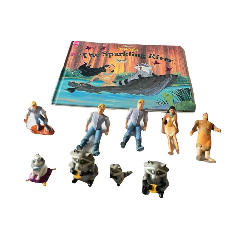 Vintage 1995 Pocahontas The Sparkling River Book and Action Figures